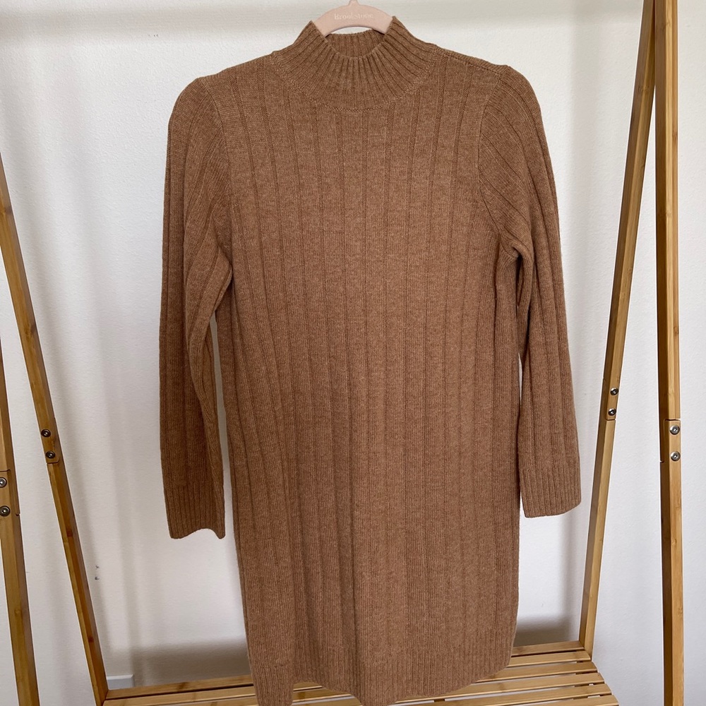 Madewell Ribbed Mini Sweater Dress in Caramel